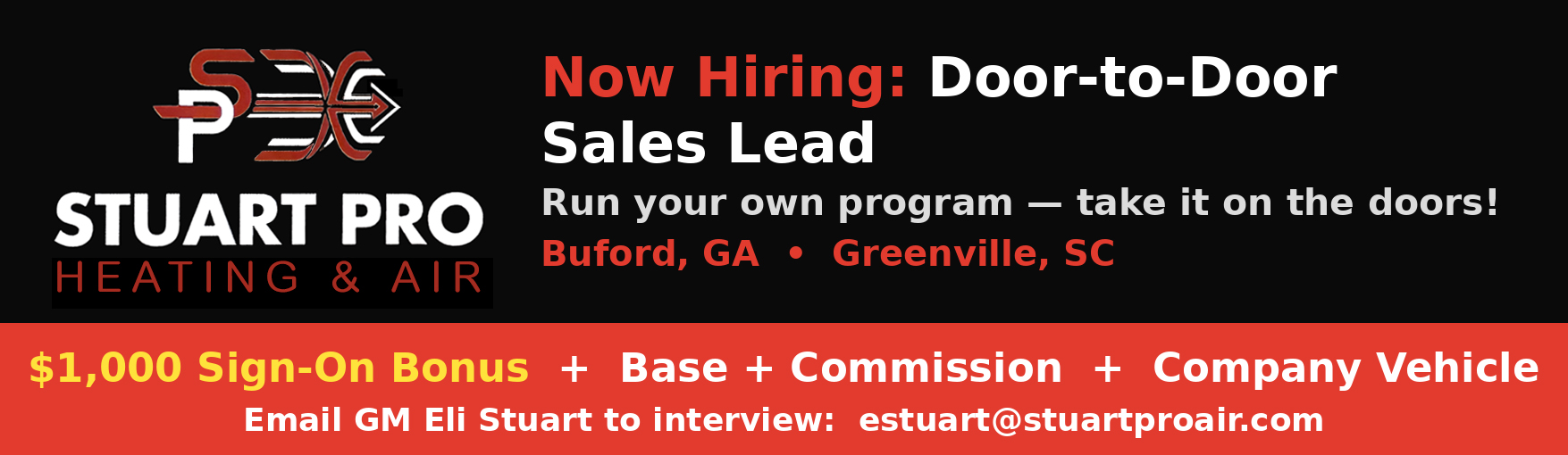 Stuart Pro Heating and Air - Now Hiring Door-to-Door Sales Lead